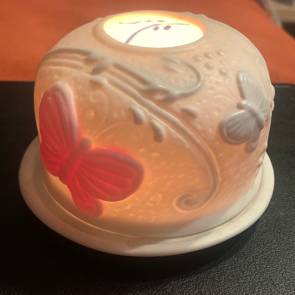 Lithopane Bisque Butterfly 🦋 Fairy Light w/ color
